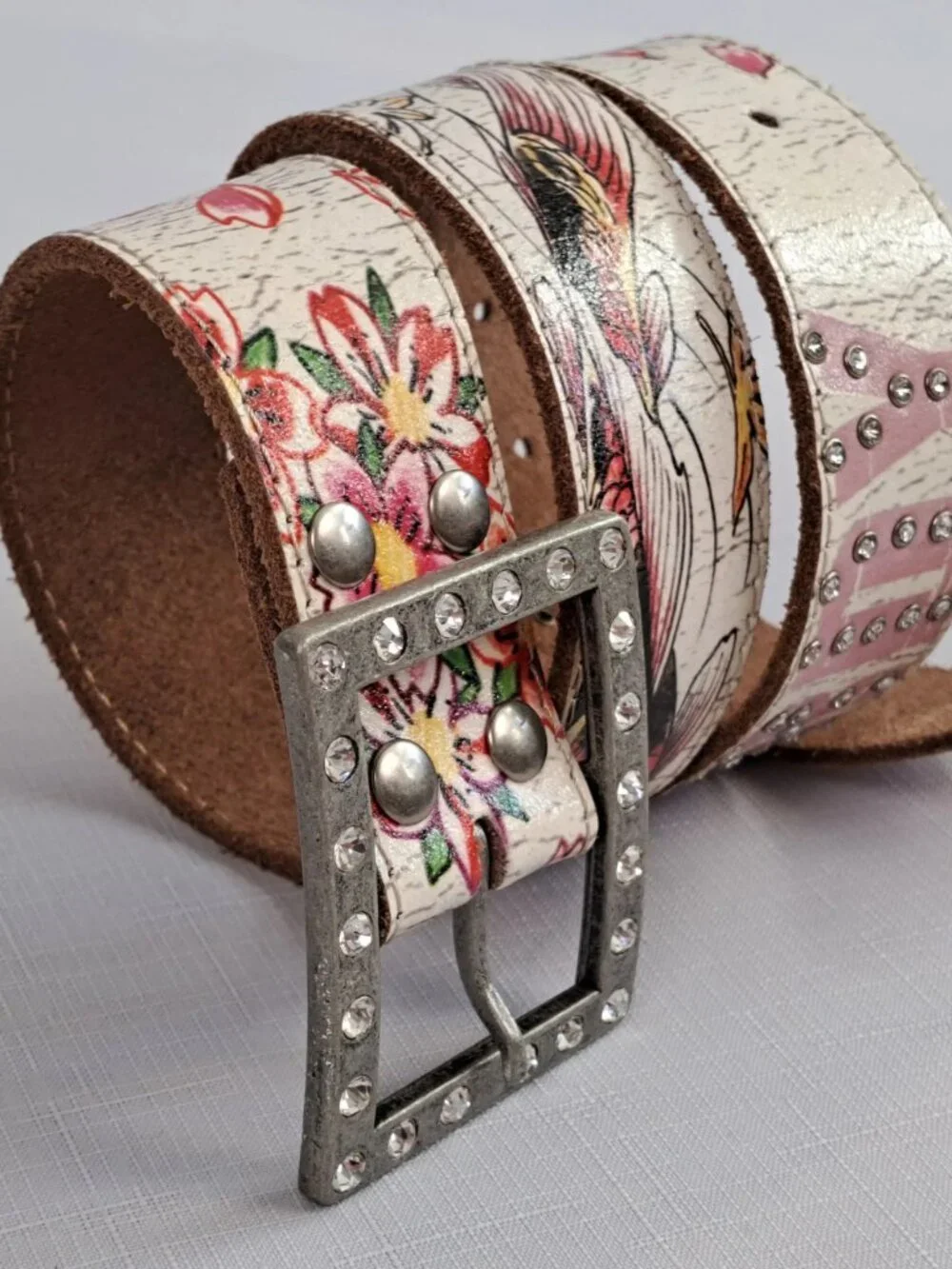 Vintage ED HARDY Koi Fish Leather Belt